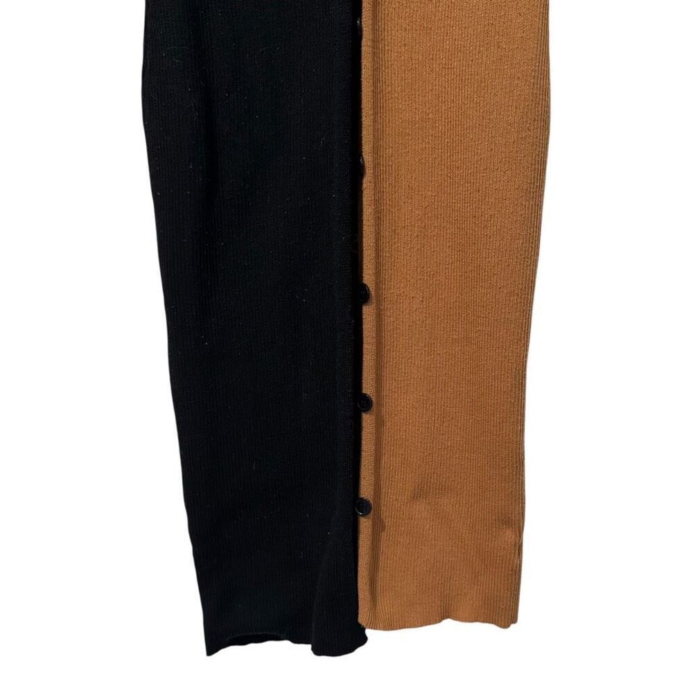 Say What Shoko Colorblock Sweater Dress Womens Size L Black Tan Midi Button - Picture 4 of 7